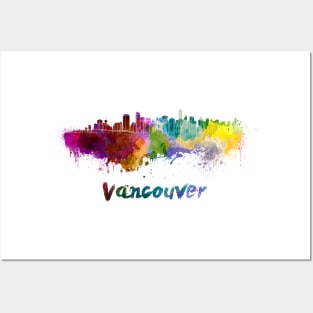 Vancouver skyline in watercolor Posters and Art